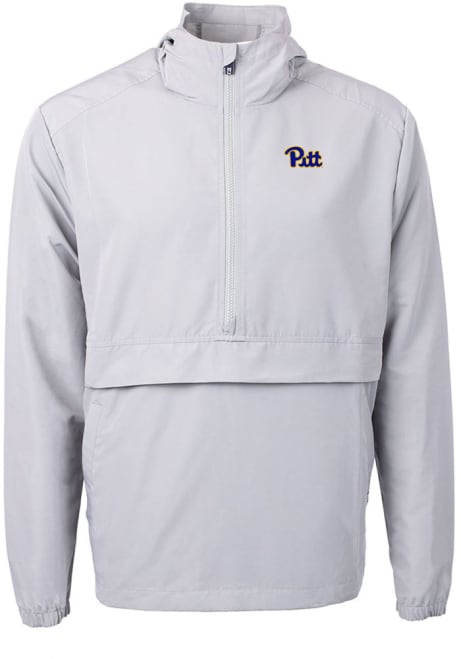 Mens Pitt Panthers Grey Cutter and Buck Charter Eco Pullover Jackets