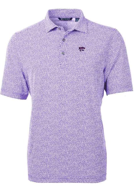 Mens K-State Wildcats Purple Cutter and Buck Virtue Eco Pique Botanical Short Sleeve Polo Shirt