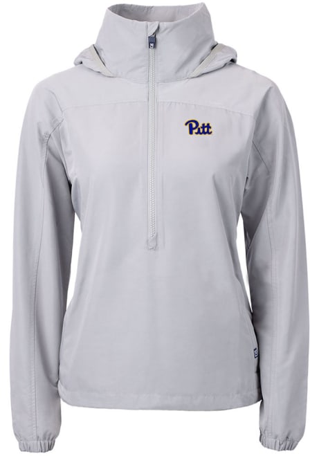 Womens Pitt Panthers Grey Cutter and Buck Charter Eco Long Sleeve Pullover