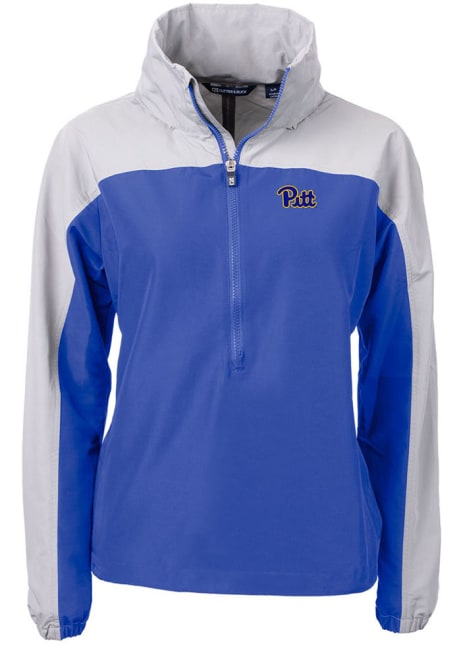 Womens Pitt Panthers Blue Cutter and Buck Charter Eco Long Sleeve Pullover