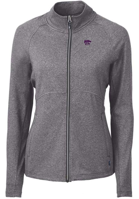 Womens K-State Wildcats Black Cutter and Buck Adapt Eco Knit Light Weight Jacket