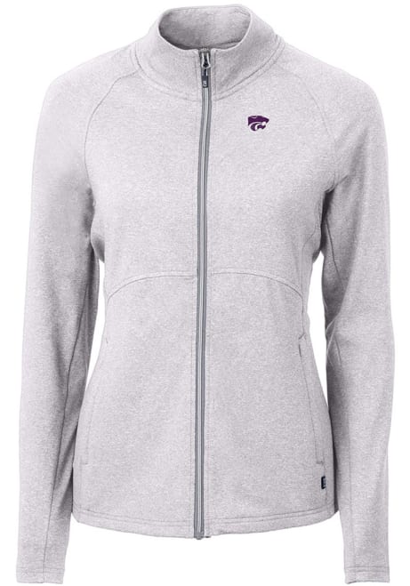 Womens K-State Wildcats Grey Cutter and Buck Adapt Eco Knit Light Weight Jacket