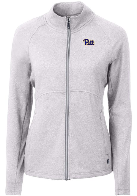 Womens Pitt Panthers Grey Cutter and Buck Adapt Eco Knit Light Weight Jacket