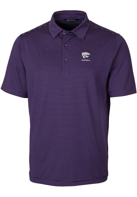 Mens K-State Wildcats Purple Cutter and Buck Forge Pencil Stripe Logo Short Sleeve Polo Shirt