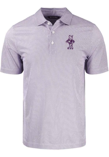 Mens K-State Wildcats White Cutter and Buck Symmetry Short Sleeve Polo Shirt