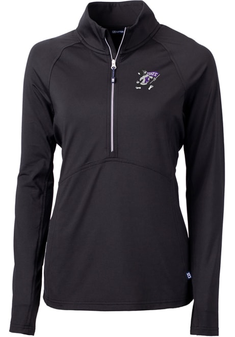 Womens K-State Wildcats Black Cutter and Buck Adapt 1/4 Zip Pullover