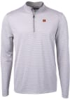 Main image for Cutter and Buck Cincinnati Bengals Mens Grey Virtue Eco Pique Micro Stripe Long Sleeve Qtr Zip P..