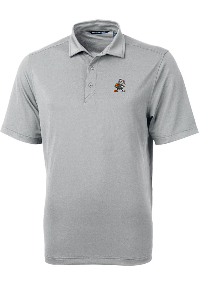 Cutter and Buck Cleveland Browns Grey Historic Virtue Eco Pique Big and Tall Polo