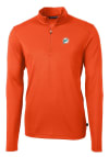 Main image for Cutter and Buck Miami Dolphins Mens Orange Virtue Eco Pique Long Sleeve 1/4 Zip Pullover