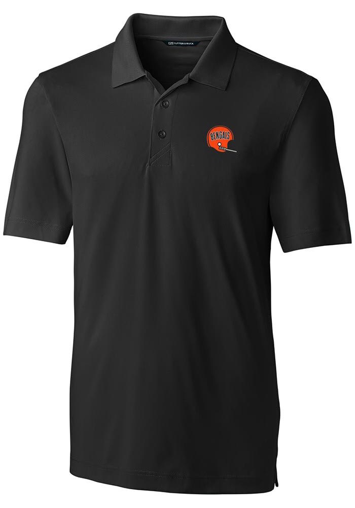 Cutter and Buck Cincinnati Bengals Mens Historic Forge BLACK Short Sleeve Polo