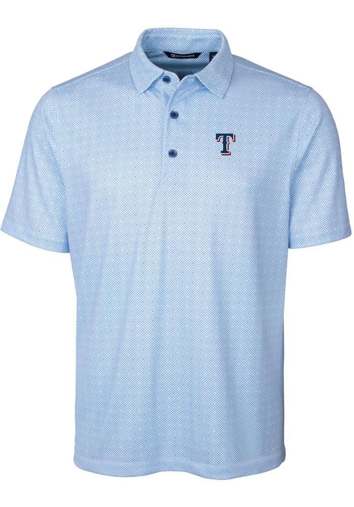 Cutter and Buck Rangers Pike Double Dot Blue Short Sleeve Polo