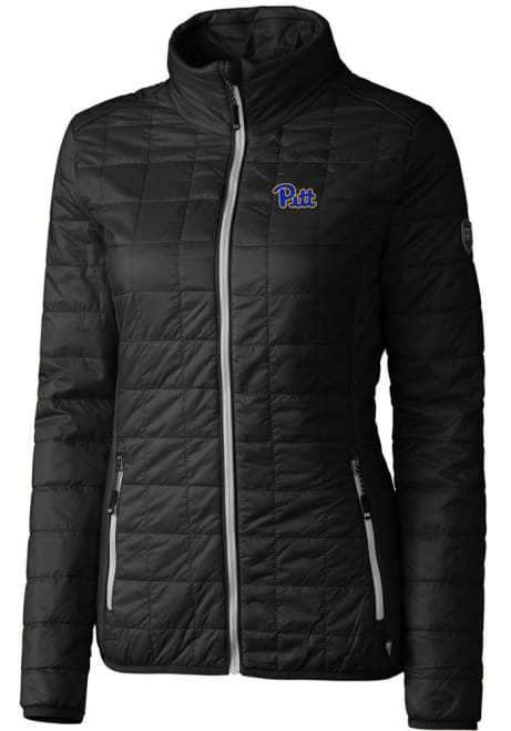 Womens Pitt Panthers Black Cutter and Buck Rainier PrimaLoft Puffer Filled Jacket