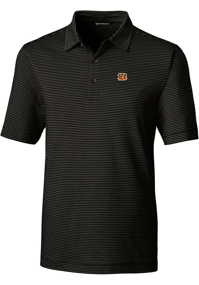 Cutter and Buck Cincinnati Bengals Black Forge Pencil Stripe Big and Tall Polo