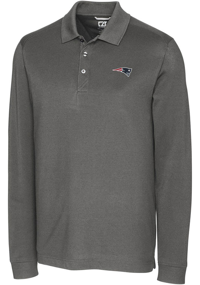 Men s Cutter Buck Gray New England Patriots Big Tall Advantage Long Sleeve Polo Size XLT