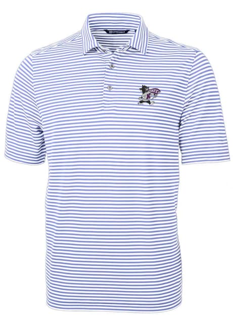 Mens K-State Wildcats Lavender Cutter and Buck Virtue Eco Pique Stripe Short Sleeve Polo Shirt