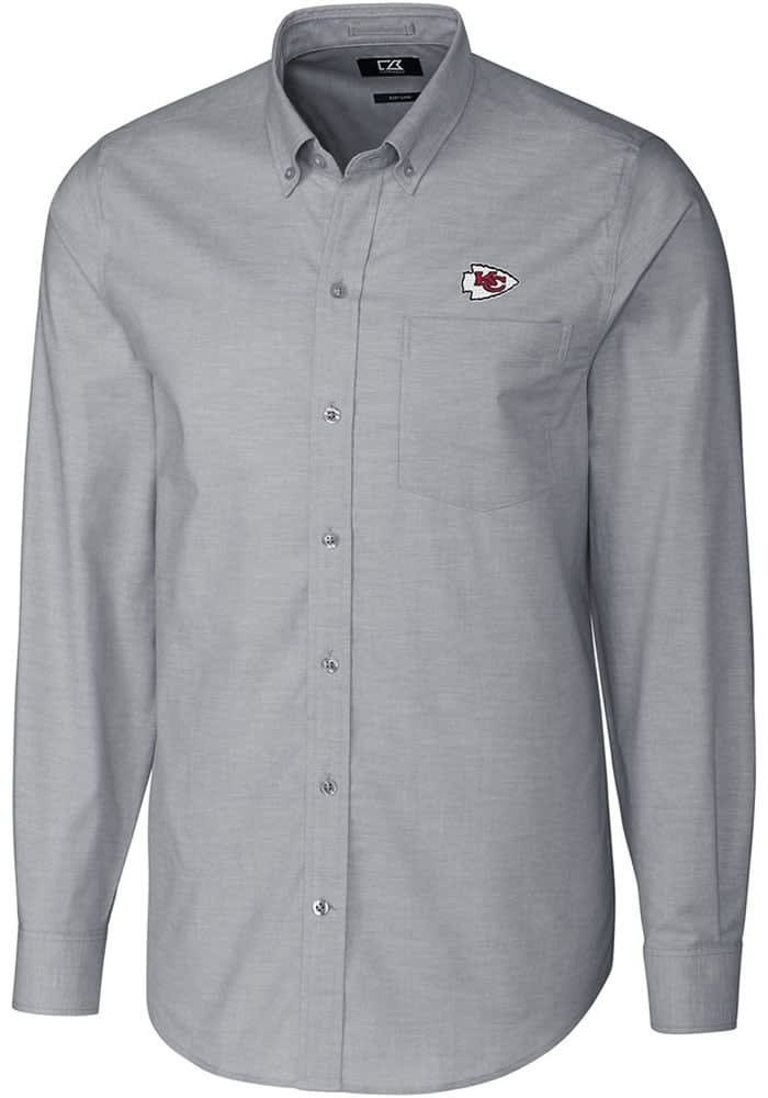 Cutter and Buck Kansas City Chiefs Mens Stretch Oxford Button Down Shirt CHARCOAL