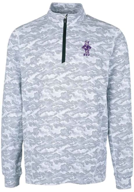 Mens K-State Wildcats Charcoal Cutter and Buck Traverse Willie Vault 1/4 Zip Pullover