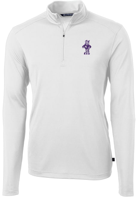 Mens K-State Wildcats White Cutter and Buck Virtue Eco Pique Vault 1/4 Zip Pullover