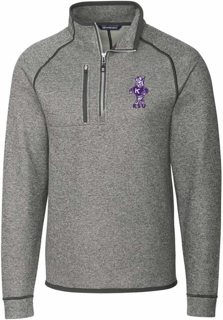Mens K-State Wildcats Grey Cutter and Buck Mainsail Willie 1/4 Zip Pullover