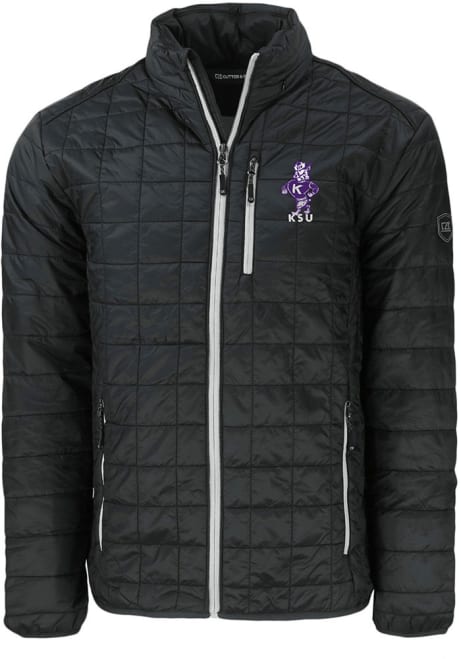 Black K-State Wildcats Cutter and Buck Mens Vault Rainier PrimaLoft Big and Tall Lined Jacket