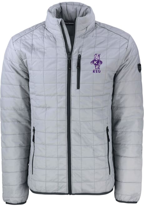 Grey K-State Wildcats Cutter and Buck Mens Vault Rainier PrimaLoft Big and Tall Lined Jacket