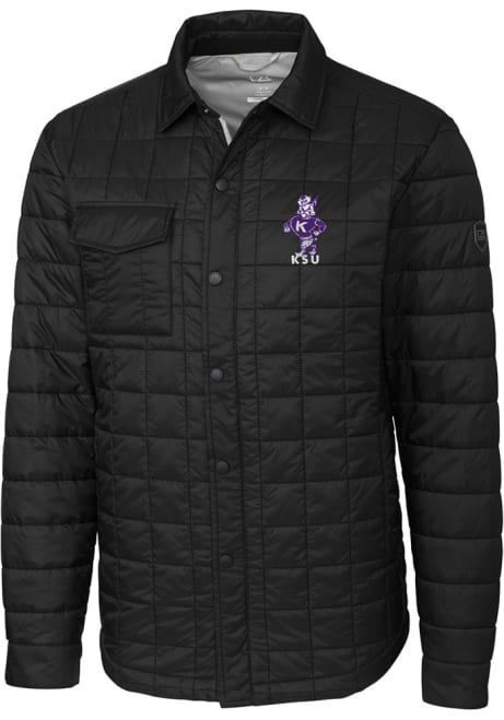 Black K-State Wildcats Cutter and Buck Mens Vault Rainier PrimaLoft Quilted Big and Tall Lined Jacket