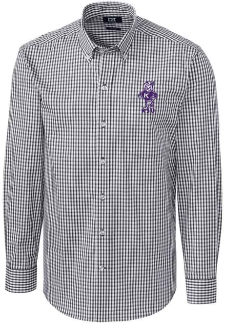 Charcoal K-State Wildcats Cutter and Buck Mens Easy Care Stretch Vault Big and Tall Dress Shirt