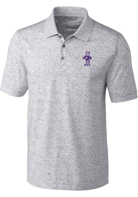 Mens K-State Wildcats Grey Cutter and Buck Space Dye Vault Big and Tall Polos Shirt