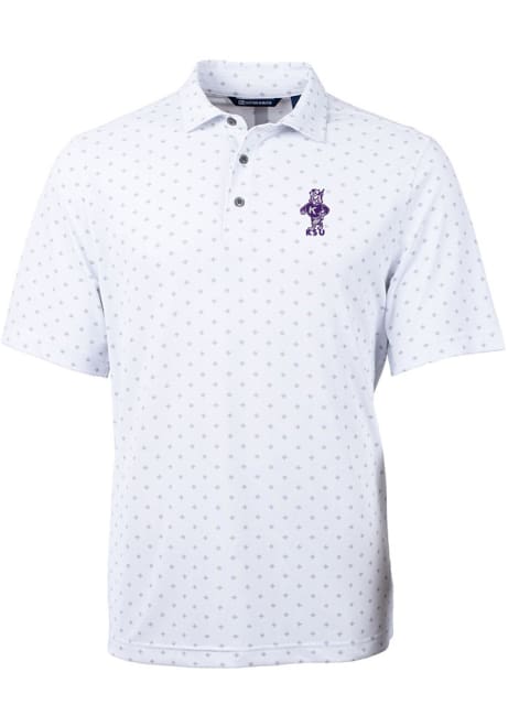 K-State Wildcats White Cutter and Buck Vault Virtue Eco Pique Tile Big and Tall Polo