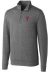 Main image for Cutter and Buck Philadelphia Phillies Mens Charcoal Shoreline Heathered Long Sleeve 1/4 Zip Pull..