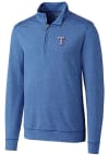 Main image for Cutter and Buck Texas Rangers Mens Blue Shoreline Heathered Long Sleeve 1/4 Zip Pullover