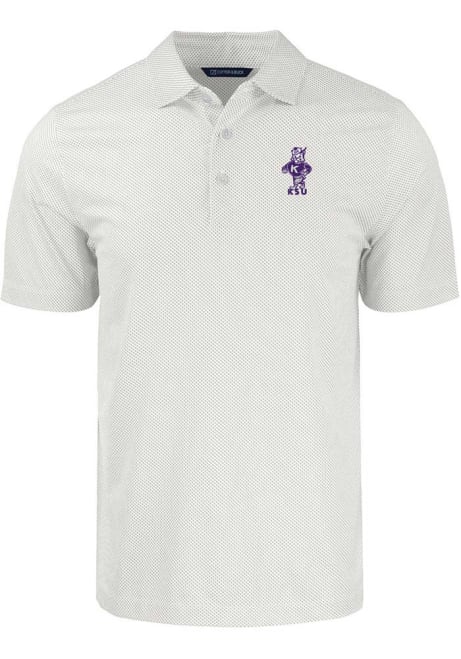 K-State Wildcats White Cutter and Buck Pike Symmetry Vault Big and Tall Polo