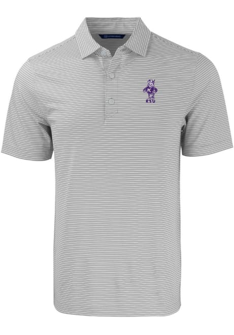 K-State Wildcats Grey Cutter and Buck Forge Double Stripe Vault Big and Tall Polo