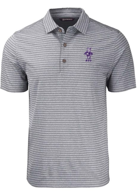 K-State Wildcats Black Cutter and Buck Forge Heather Stripe Vault Big and Tall Polo