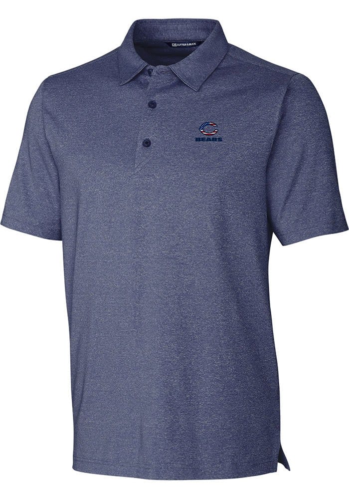 Cutter and Buck Chicago Bears Mens Americana Forge Heathered Blue Short Sleeve Polo