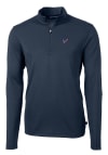 Main image for Cutter and Buck Houston Texans Mens Navy Blue Americana Virtue Eco Pique Long Sleeve Qtr Zip Pul..