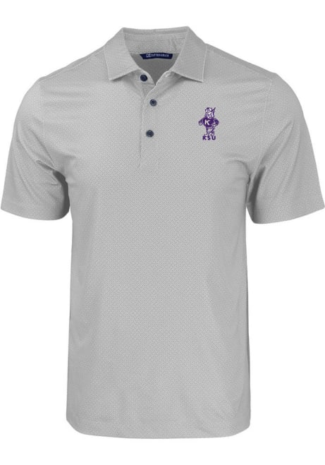 K-State Wildcats Grey Cutter and Buck Pike Eco Geo Print Vault Big and Tall Polo