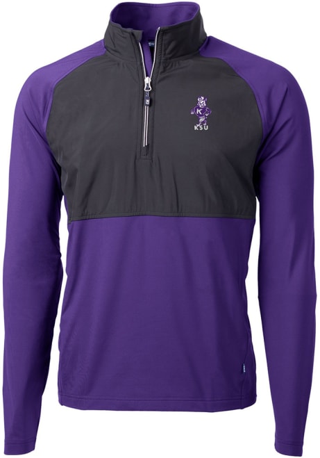 Mens K-State Wildcats Purple Cutter and Buck Vault Adapt Eco Hybrid 1/4 Zip Pullover