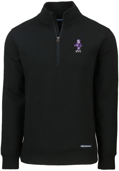 Mens K-State Wildcats Black Cutter and Buck Roam Vault Qtr Zip Pullover