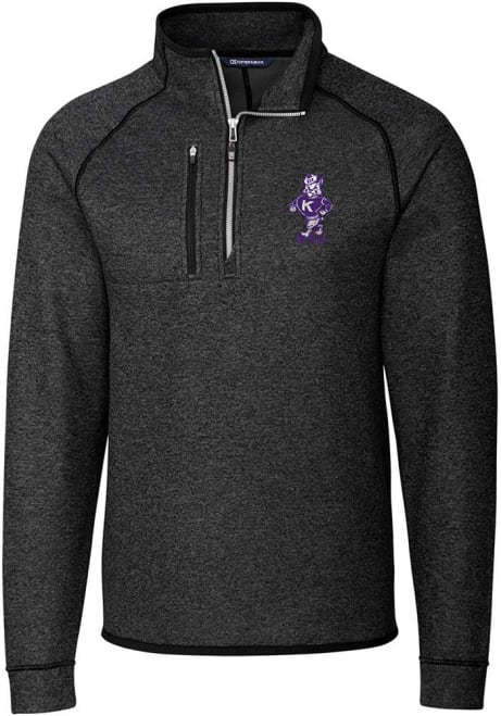 Mens K-State Wildcats Charcoal Cutter and Buck Mainsail Vault 1/4 Zip Pullover