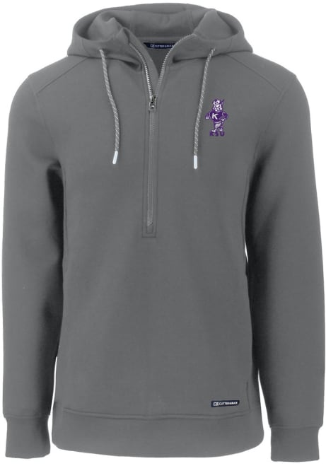 Mens K-State Wildcats Grey Cutter and Buck Roam Vault Hooded Sweatshirt