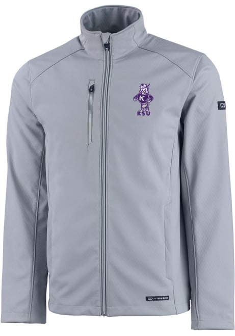 Mens K-State Wildcats Charcoal Cutter and Buck Vault Evoke Light Weight Jacket