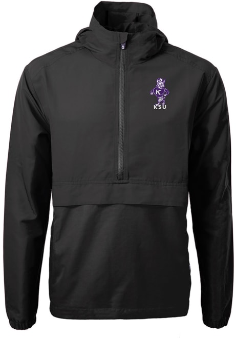 Mens K-State Wildcats Black Cutter and Buck Willie Charter Eco Pullover Jackets