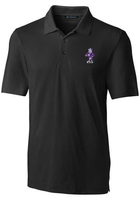 Mens K-State Wildcats Black Cutter and Buck Vault Forge Short Sleeve Polo Shirt