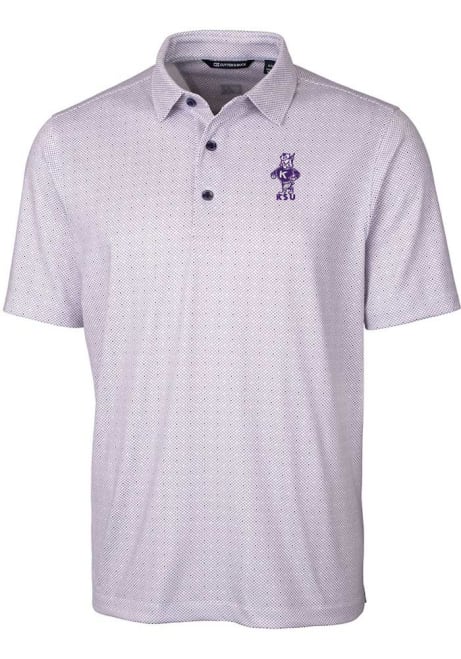 Mens K-State Wildcats Purple Cutter and Buck Vault Pike Double Dot Short Sleeve Polo Shirt