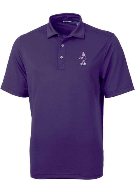 Mens K-State Wildcats Purple Cutter and Buck Vault Virtue Eco Pique Short Sleeve Polo Shirt