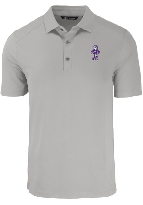 Mens K-State Wildcats Grey Cutter and Buck Vault Forge Recycled Short Sleeve Polo Shirt