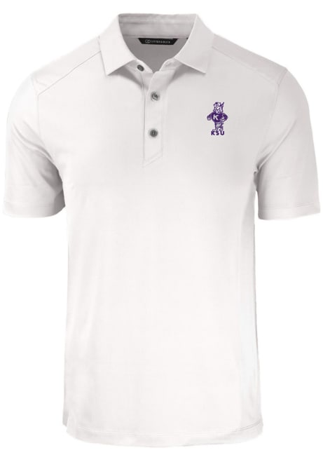 Mens K-State Wildcats White Cutter and Buck Vault Forge Recycled Short Sleeve Polo Shirt
