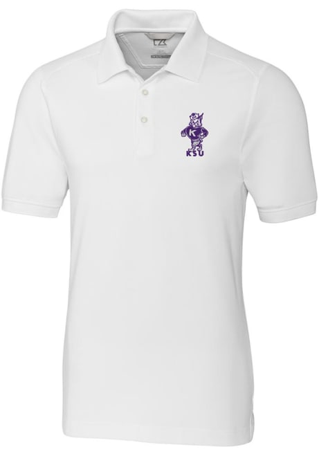 Mens K-State Wildcats White Cutter and Buck Advantage Vault Short Sleeve Polo Shirt