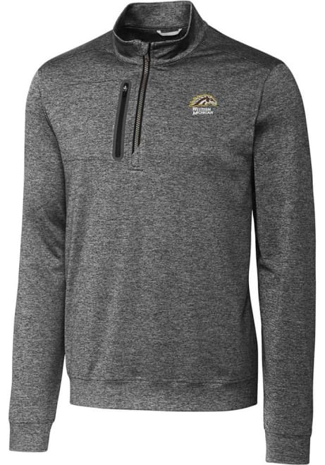 Mens Western Michigan Broncos Grey Cutter and Buck Stealth Qtr Zip Pullover